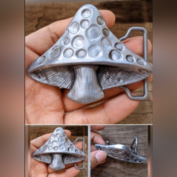 New Silver Textured mushroom Belt buckle main image 6